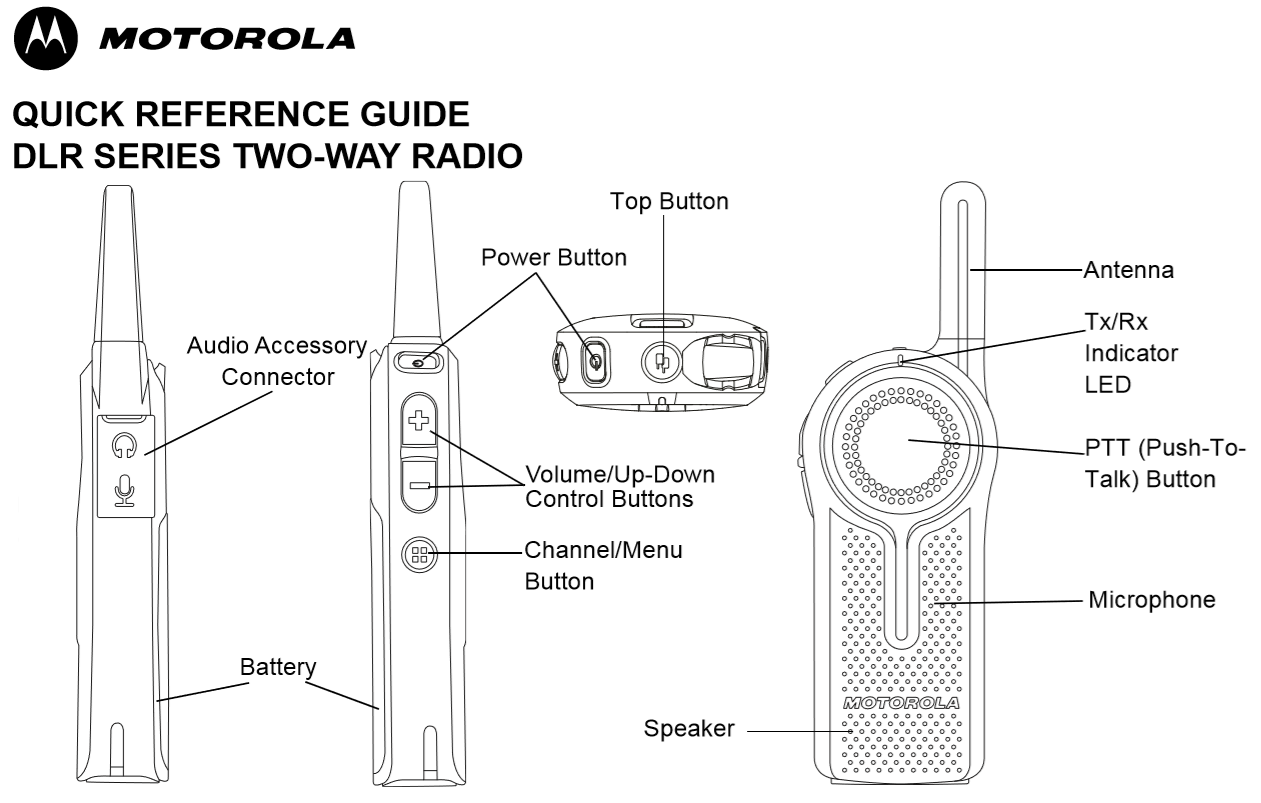 Motorola DLR1020 Walkie Talkie Controls