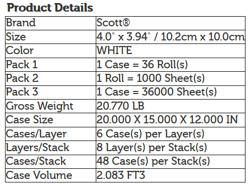 Scott Coreless Standard Roll Bathroom Tissue Product Details