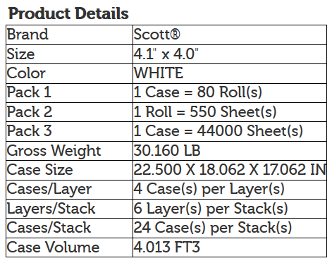 Scott Standard Roll Bath Tissue Product Details