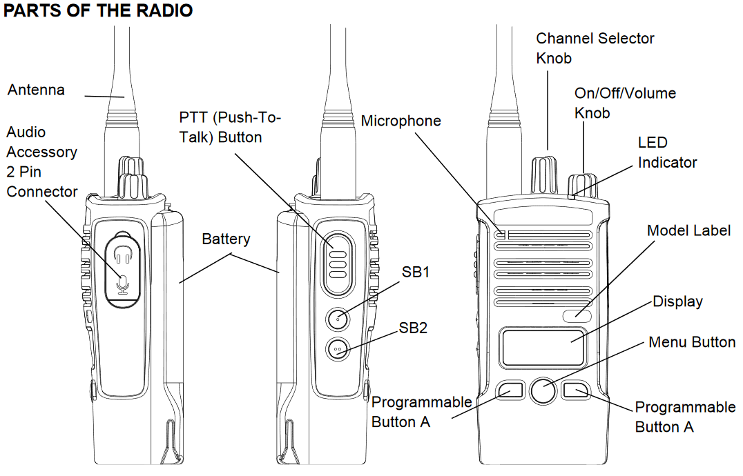 Motorola RDU4160d Two Way Radio Controls