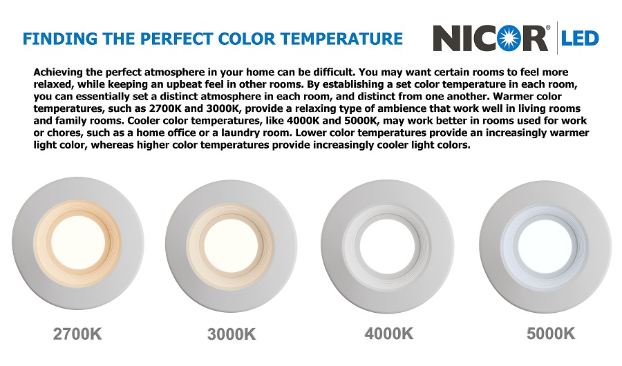 NICOR DLF LED Downlight Color Temperatures